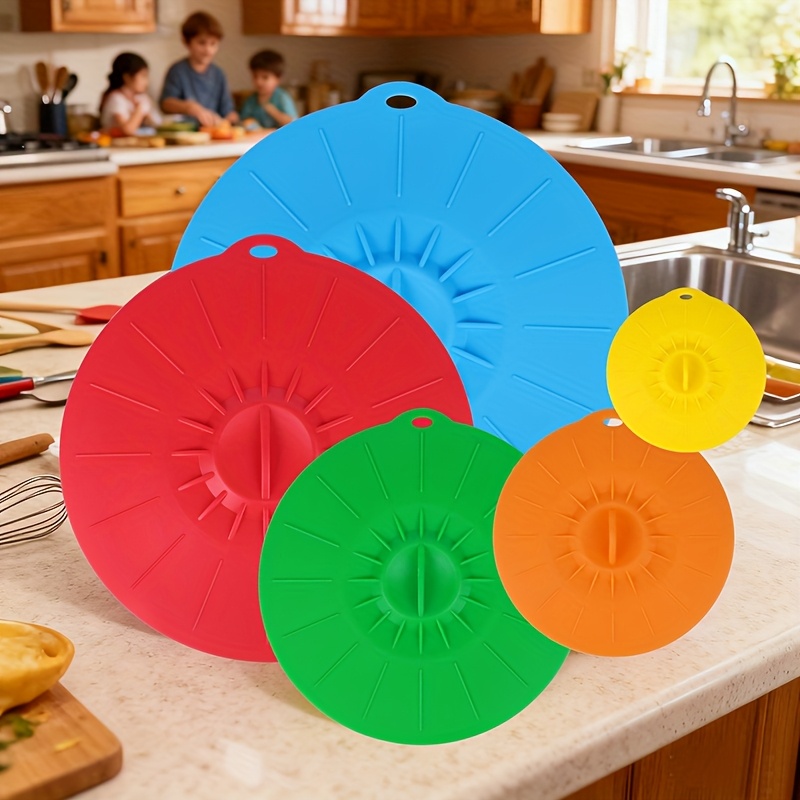 Commercial Kitchen Pots And Pans - 5피스 실리콘 뚜껑, 내열성 전자레인지용 스플래시