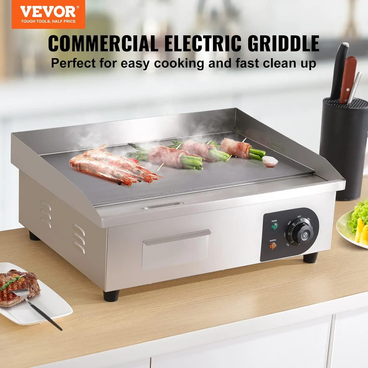 북유럽 상업용 22인치 전기 철판, 1600W 조리대  - Electric Griddle Flat Top 리뷰 및 가격